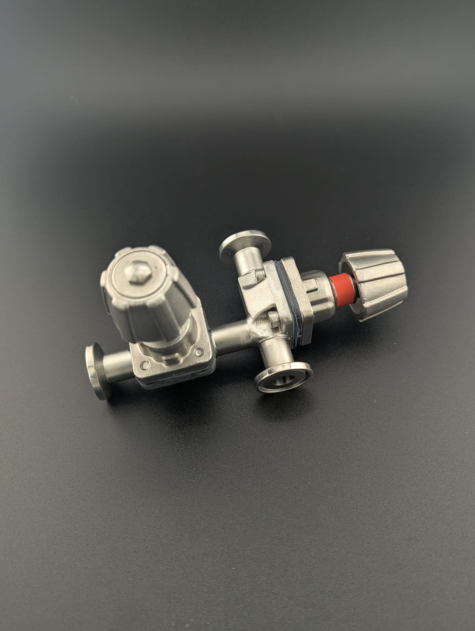Vanne à membrane - Té double vanne - microclamp ASME BPE 1/2" inox 316L, électropolis   pour bioréacteur - Fermentec Shop