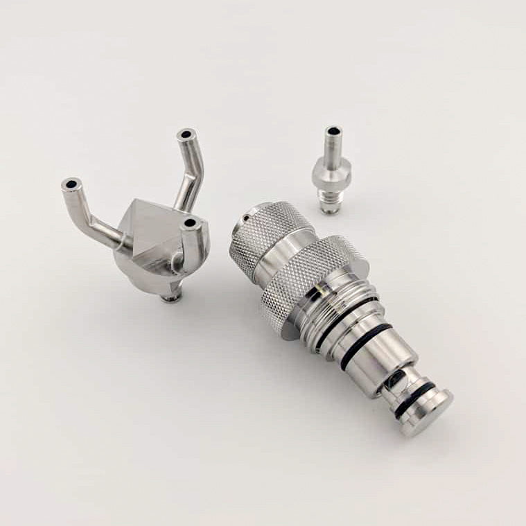 Vanne d'ajout 3 voies + 1 voie Inox 316L pour bioréacteur - Fermentec Shop